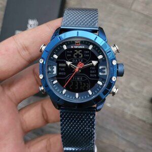 Naviforce Dual Display Chronograph Watch in Stainless Steel For Men‎